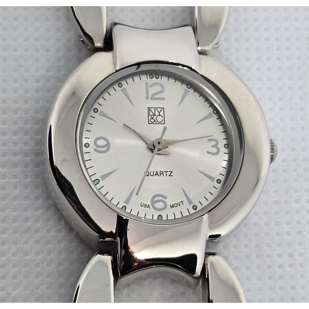 Women's NY&C Elegant Round Silver Tone Dial Case Link Bracelet Band Watch 13 - Picture 7 of 9
